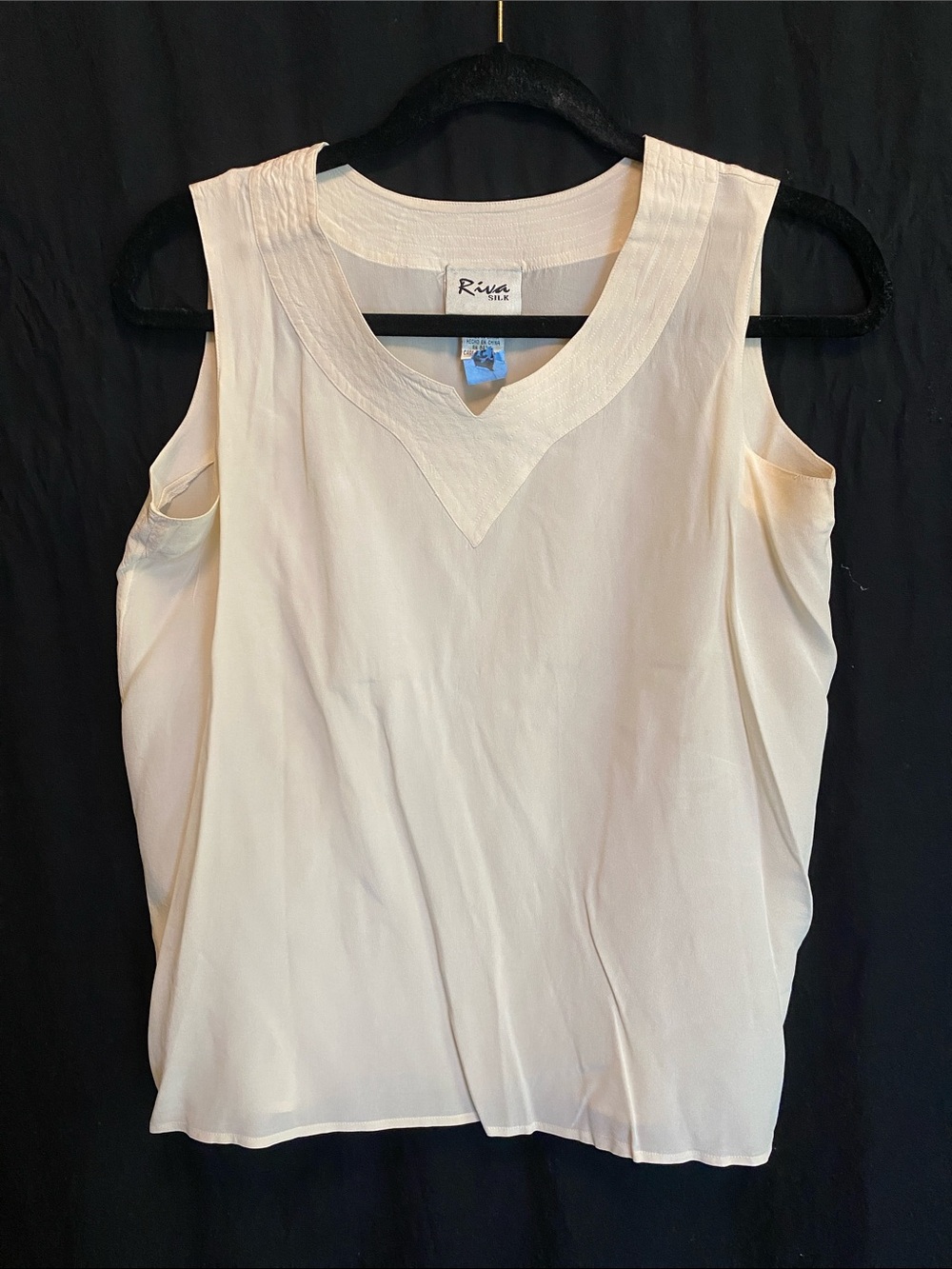 Vintage Cream Silk Sleeveless Blouse